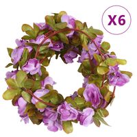vidaXL Guirlandes de fleurs artificielles 6 pcs violet clair 250 cm