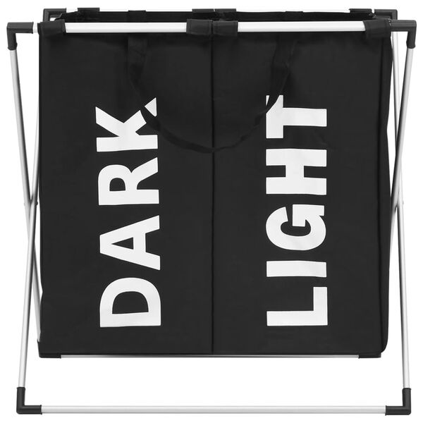 vidaXL Trieuse &agrave; linge &agrave; 2 sections Noir