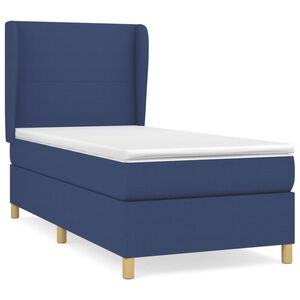 vidaXL Sommier &agrave; lattes de lit avec matelas Bleu 100x200 cm Tissu
