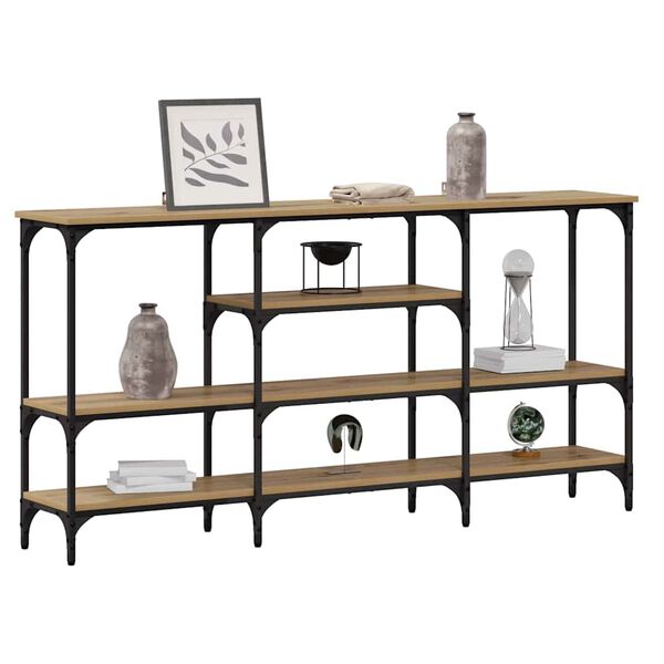 vidaXL Table console avec &eacute;tag&egrave;re ch&ecirc;ne artisanal 160 x 29 x 80 cm