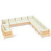 vidaXL Salon de jardin 11 pcs avec coussins cr&egrave;me Bois de pin solide