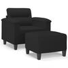 vidaXL Fauteuil avec repose-pied Noir 60 cm Tissu microfibre