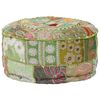 vidaXL Pouf rond en coton fait à la main 40 x 20 cm Vert