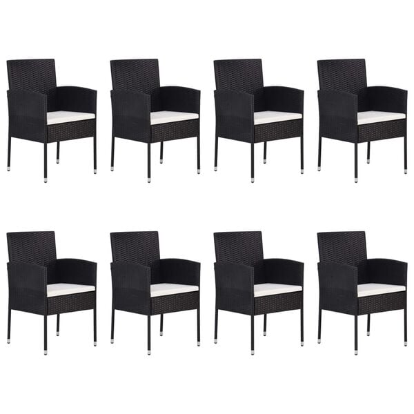 vidaXL Ensemble &agrave; manger de jardin 9 pcs R&eacute;sine tress&eacute;e Noir