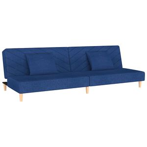 vidaXL Canap&eacute;-lit &agrave; 2 places avec deux oreillers bleu tissu