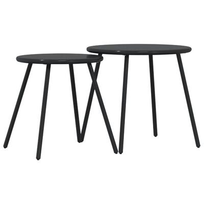 vidaXL Tables basses de jardin 2pcs rondes noir acier enduit de poudre