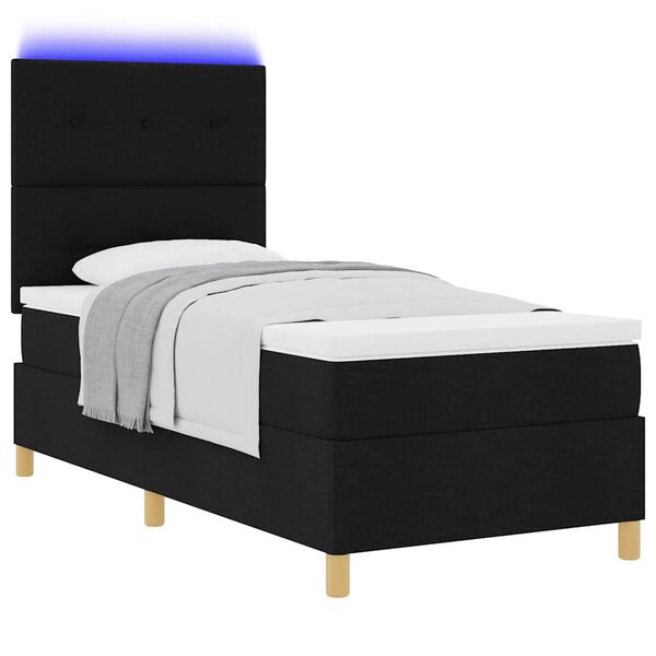 vidaXL Lit &agrave; ressorts avec matelas Noir 90 x 200 cm tissu