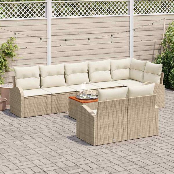 vidaXL Ensemble de canapé de jardin 9 pcs Beige et crème polyrotin