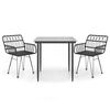 vidaXL Ensemble &agrave; manger de jardin 3 pcs Noir R&eacute;sine tress&eacute;e