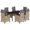 vidaXL Ensemble &agrave; manger de jardin coussins 7 pcs m&eacute;lange beige rotin