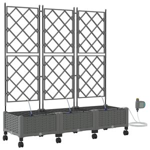 vidaXL Porte-plante de jardin avec irrigation et roues 3 pc Gris clair