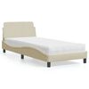 vidaXL Lit avec matelas Dover cr&egrave;me 90x200 cm tissu