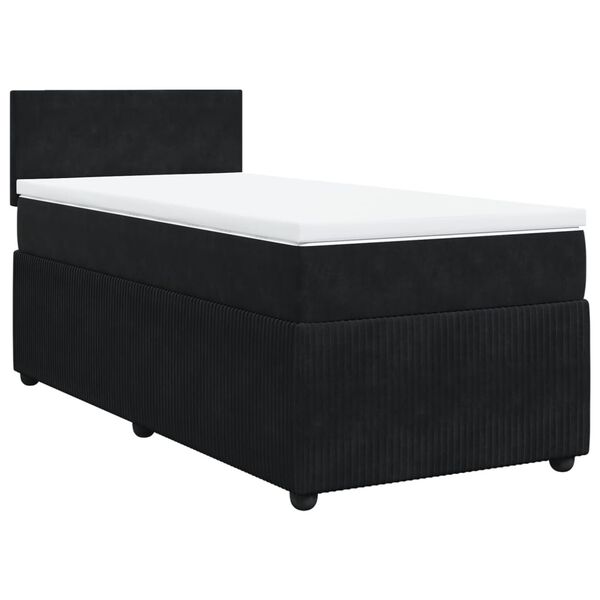 vidaXL Sommier &agrave; lattes de lit avec matelas Noir 100x200 cm Velours