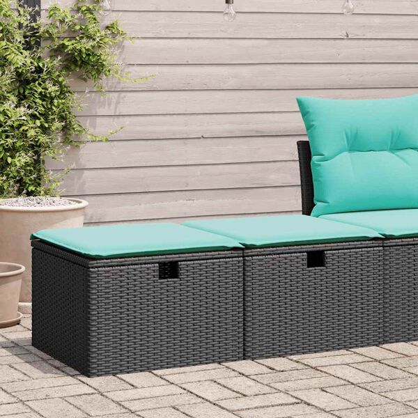 vidaXL Salon de jardin avec coussins 2 pcs noir r&eacute;sine tress&eacute;e acacia