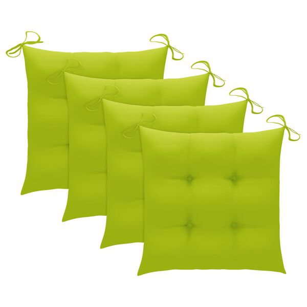 vidaXL Chaises de jardin lot de 4 avec coussins vert vif Bois de teck