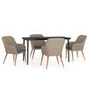 vidaXL Ensemble &agrave; manger de jardin et coussins 5 pcs Marron