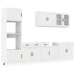 vidaXL Ensemble de 7 meubles de cuisine "Lucca" en bois d'ing&eacute;nierie blanc brillant
