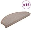 vidaXL Tapis d'escalier 15 pi&egrave;ces 65 x 24 x 4 cm Marron clair Demi-rond Grand