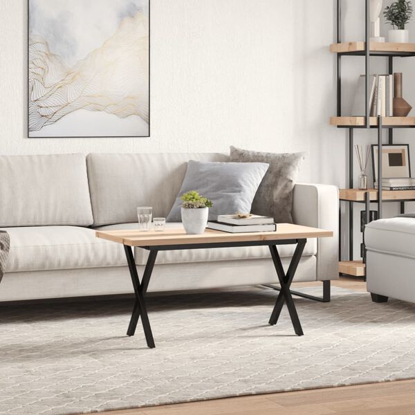 vidaXL Table basse cadre en X 100x50x45,5 cm bois de pin massif acier