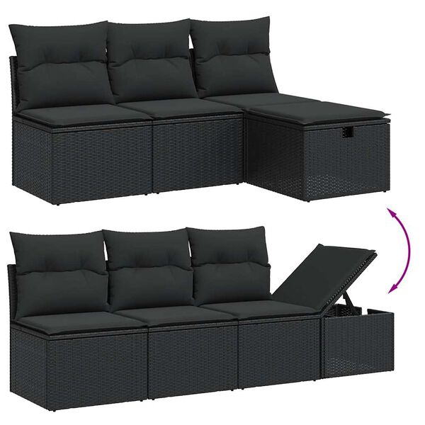 vidaXL Salon de jardin 8 pcs avec coussins noir r&eacute;sine tress&eacute;e
