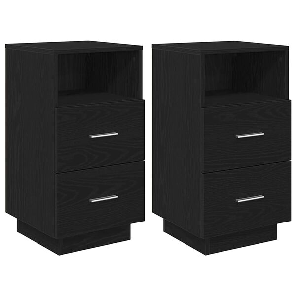 vidaXL Tables de chevet 2 pcs avec 2 tiroirs noir 36x36x68 cm