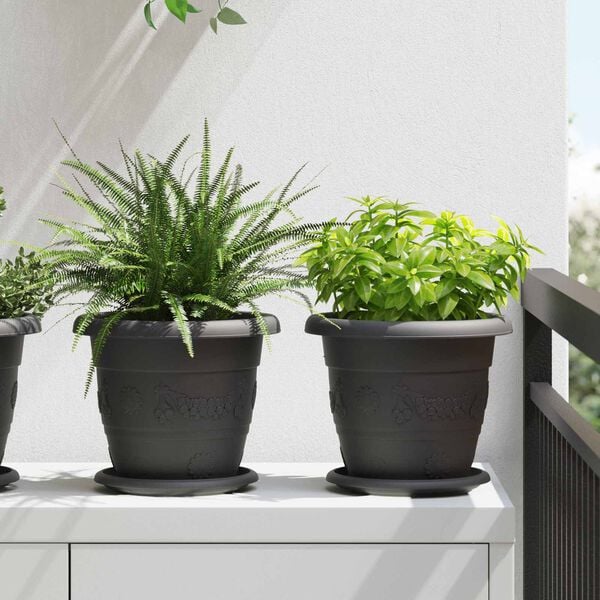 vidaXL Pots de plantes 6 pcs Noir &Oslash; 26 x 21.5 cm Plastique