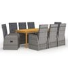 vidaXL Ensemble &agrave; manger de jardin 9 pcs Gris