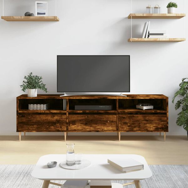 vidaXL Meuble TV ch&ecirc;ne fum&eacute; 150x30x44,5 cm bois d'ing&eacute;nierie