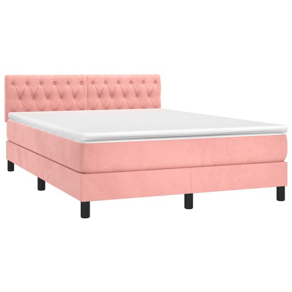 vidaXL Sommier &agrave; lattes de lit avec matelas et LED Rose 140x190 cm