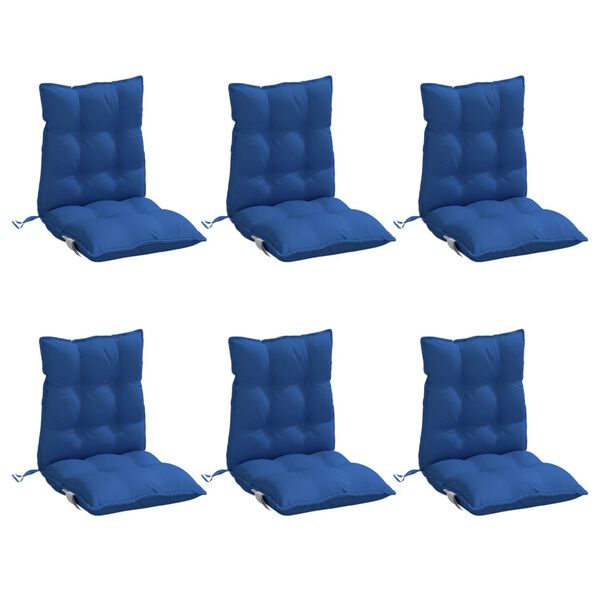 vidaXL Coussins de chaise &agrave; dossier bas lot de 6 bleu royal