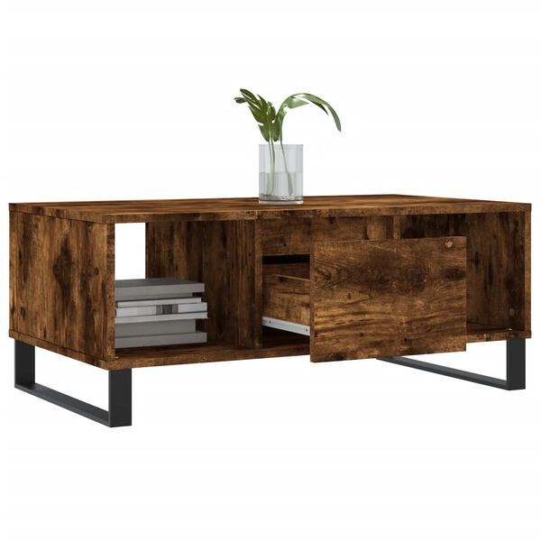vidaXL Table basse Ch&ecirc;ne fum&eacute; 90x50x36,5 cm Bois d'ing&eacute;nierie
