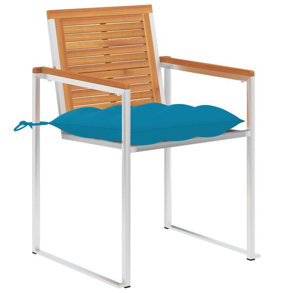 vidaXL Chaises de jardin avec coussins lot de 2 Acacia solide et acier
