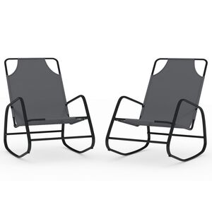 vidaXL Chaises longues &agrave; bascule 2 pcs Gris Acier et textil&egrave;ne
