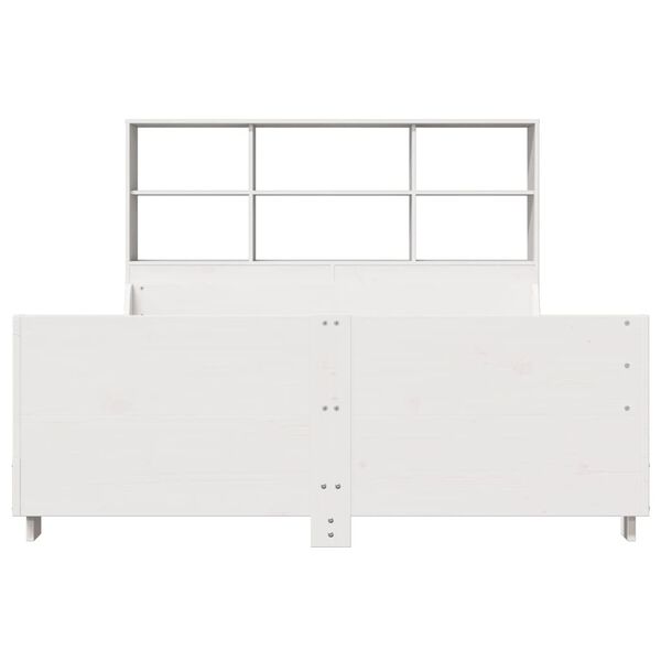 vidaXL Lit biblioth&egrave;que sans matelas blanc 140x190 cm bois massif