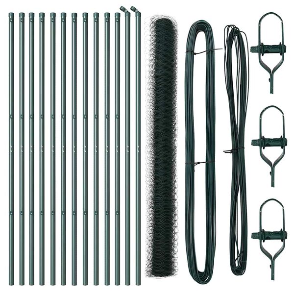 vidaXL Poteau de cl&ocirc;ture. Vert 25 x 1,5 m (treillis de 36 mm) Acier