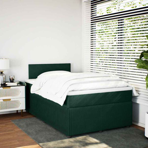 vidaXL Sommier &agrave; lattes de lit avec matelas vert fonc&eacute; 120x190 cm