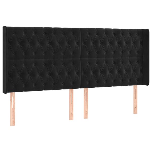 vidaXL T&ecirc;te de lit &agrave; LED Noir 183x16x118/128 cm Velours