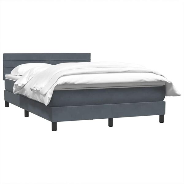 vidaXL Sommier &agrave; lattes de lit et matelas gris fonc&eacute; 160x210cm velours
