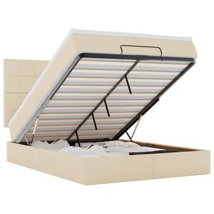 VidaXL Cadre de lit ottoman avec matelas cr&egrave;me 140x190 cm tissu
