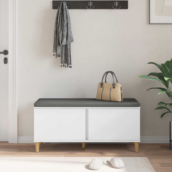 vidaXL Banc d'entr&eacute;e avec coussin avec stockage Blanc 100 x 38 x 46 cm