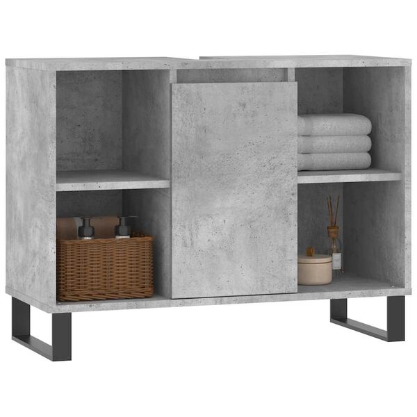 vidaXL Armoire salle de bain gris béton 80x33x60cm bois d'ingénierie