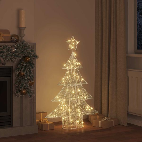 vidaXL Sapin de No&euml;l avec 100 LED Blanc chaud 120 cm Acrylique