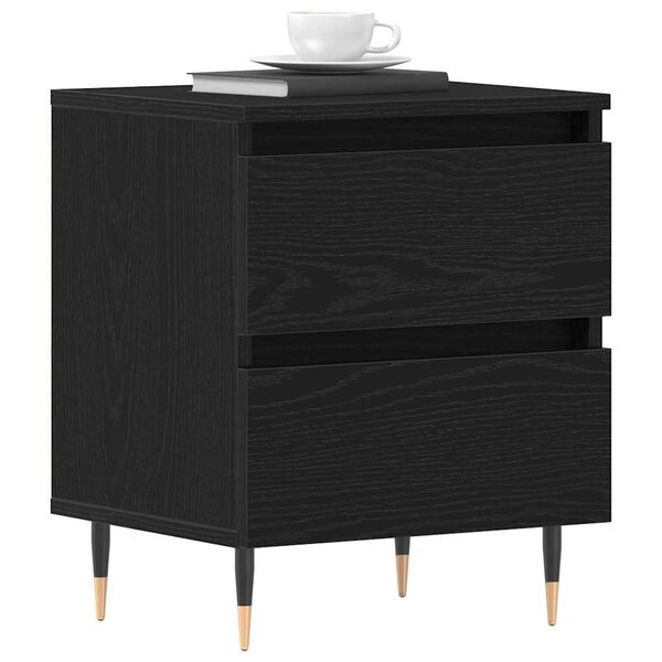 vidaXL Cabinet de chevet avec tiroir 2 pcs Ch&ecirc;ne noir 40 x 35 x 50 cm