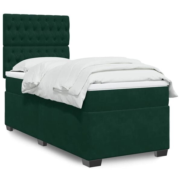 vidaXL Sommier &agrave; lattes de lit avec matelas Vert fonc&eacute; 90x190 cm