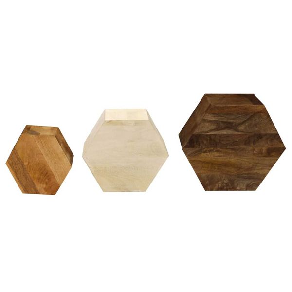 vidaXL Ensemble de table basse 3 pcs Bois de manguier massif