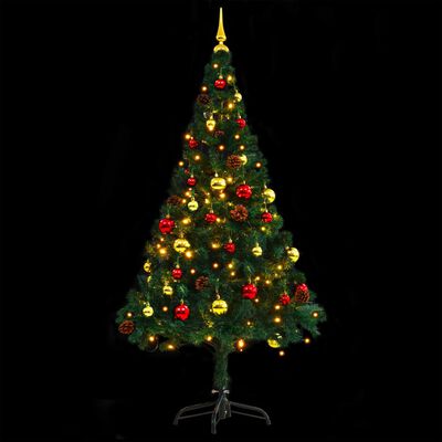vidaXL Arbre de Noël artificiel pré-éclairé avec boules vert 150 cm