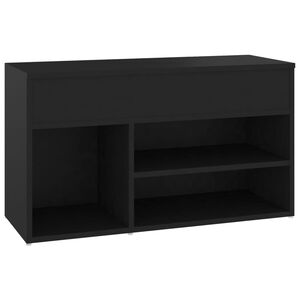 vidaXL Banc &agrave; chaussures Noir 80x30x45 cm Bois d&rsquo;ing&eacute;nierie