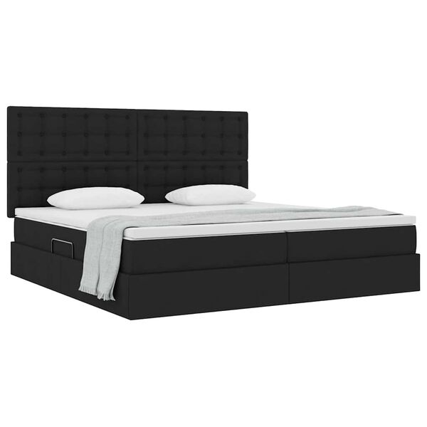 vidaXL Lit avec rangement et matelas Noir 200 x 200 cm Polyester