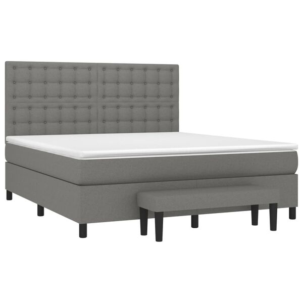 vidaXL Sommier &agrave; lattes de lit avec matelas Gris fonc&eacute; 160x200cm Tissu
