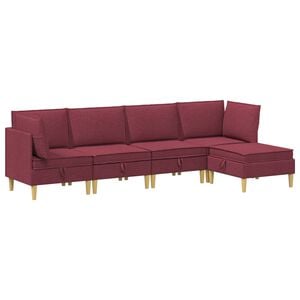 vidaXL Canap&eacute; modulaire avec rangement 5 pc Bordeaux Tissu